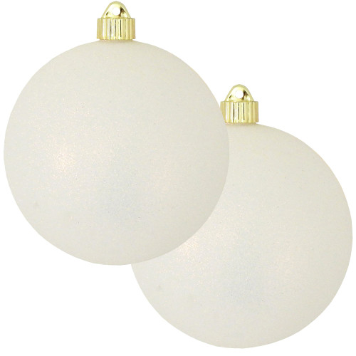 2ct Snowball White Shatterproof Christmas Ball Ornament  6" (150mm)