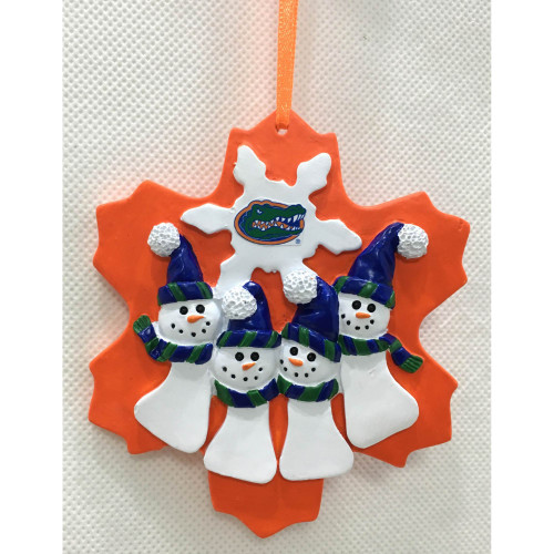 4" Florida Gators Family Four Snowman Christmas Ornament