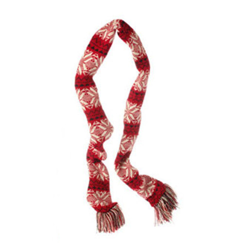 59" Red and White Snowflake Knit Nordic Christmas Scarf
