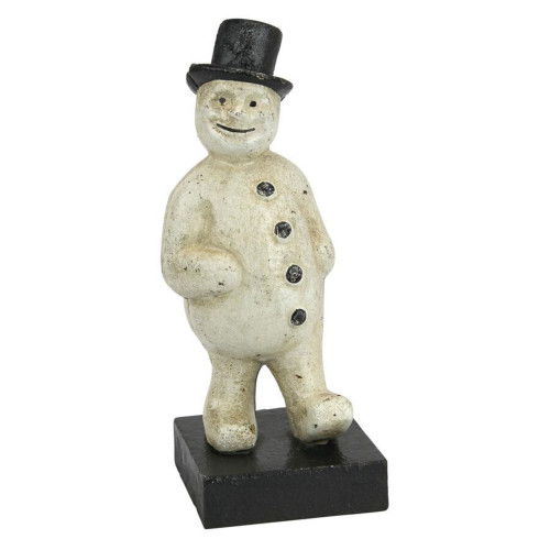 6.50" White and Black Antique Style Top Hat Snowman Bank Table Top