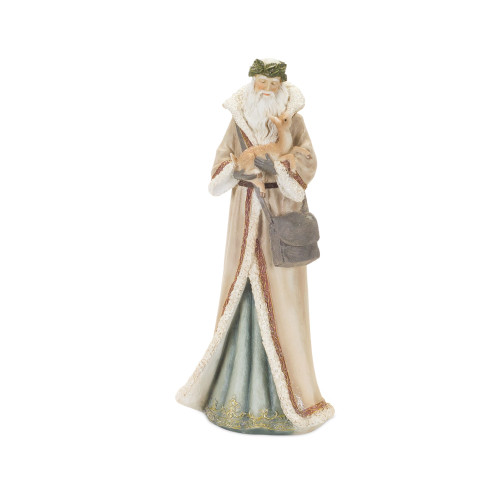 Set of 2 Multi-Color Christmas Santa Claus with Deer Table Top Figurine 16"