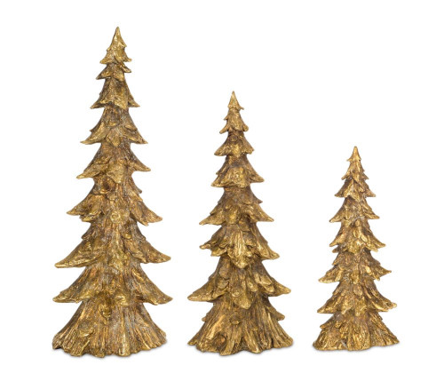 Set of 3 Rustic Brown Antique Style Christmas Holiday Decor Tree 20.5"