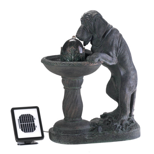 27" Black Thirsty Dog Solar Powered Outdoor Garden Water Fountain