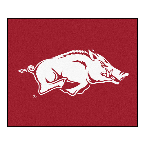 59.5" x 71" Red and White NCAA University of Arkansas Razorbacks Tailgater Outdoor Area Rug