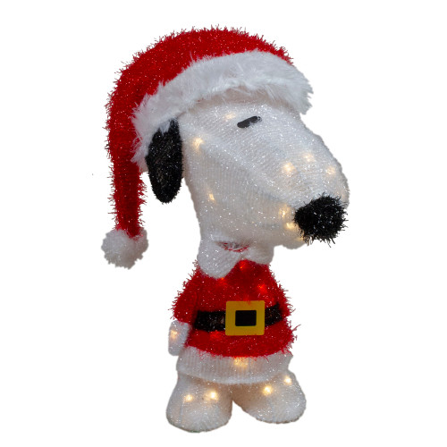 LED Lighted Peanuts Snoopy Santa Outdoor Christmas Decoration - 18" - Warm White