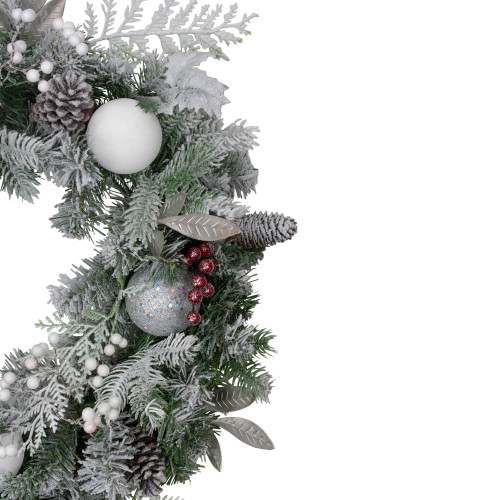 Holly Frosted Pine Cone Artificial Christmas Wreath - 24-Inch, Unlit