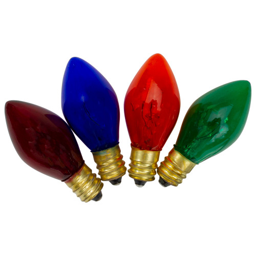 Pack of 4 Multi-Colored C7 Transparent Christmas Replacement Bulbs