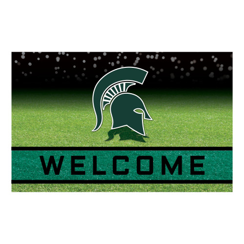18" x 30" Green Contemporary NCAA Spartans Outdoor Door Mat