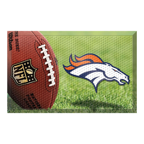 19" x 30" Brown and White NFL Denver Broncos Shoe Scraper Door Mat