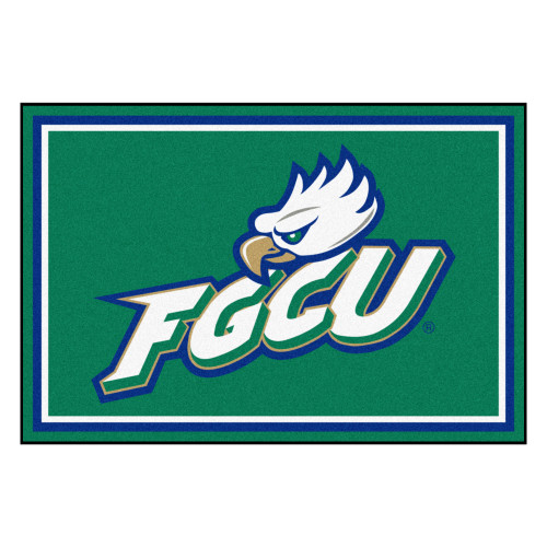 4.9' x 7.3' White and Green NCAA Florida Gulf Coast University Eagles Plush Area Rug