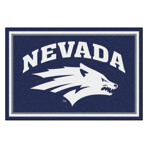 5' x 8' Blue and White NCAA University of Nevada Wolf Pack Non-Skid Area Rug