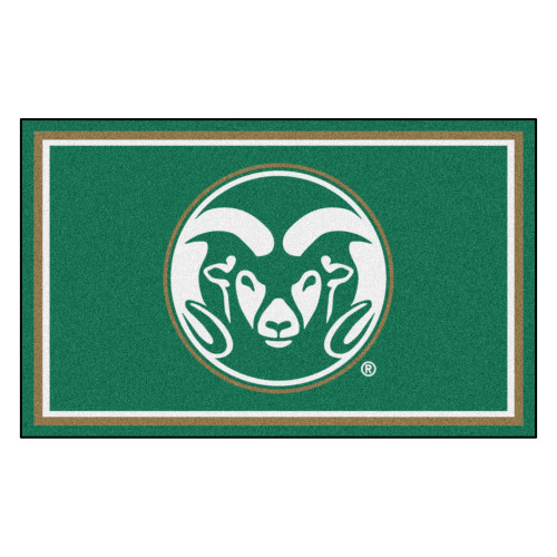 3.6' x 5.9' Green and White NCAA Colorado State University Rams Plush Area Rug