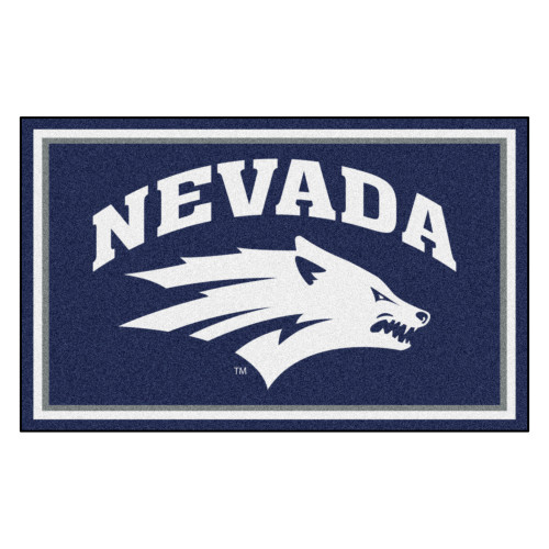4' x 6' Blue and White NCAA University of Nevada Wolf Pack Non-Skid Area Rug