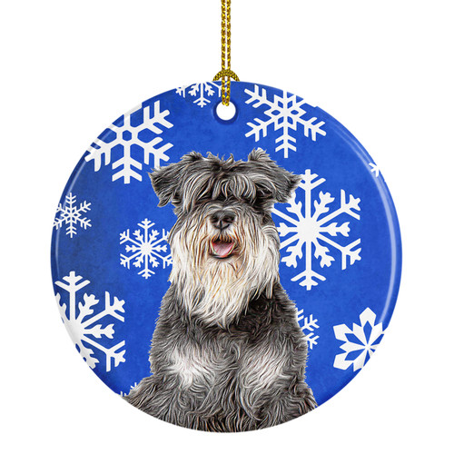 Caroline's Treasures KJ1178CO1 Winter Snowflakes Holiday Schnauzer Ceramic Ornament, 3 in, multicolor