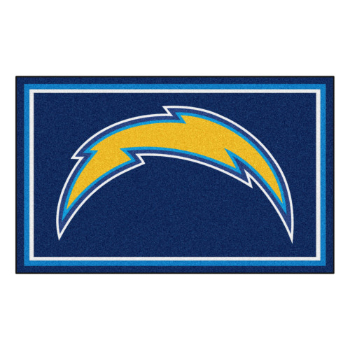 3.6' x 5.9' Blue and White NFL Los Angeles Chargers Ultra Plush Rectangular Area Rug
