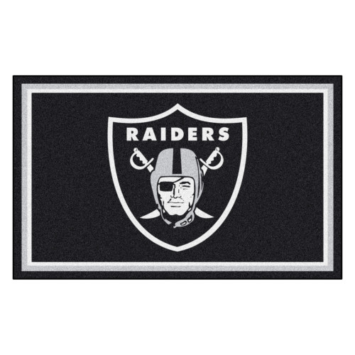 3.6' x 5.9' Black and White NFL Oakland Raiders Ultra Plush Rectangular Area Rug