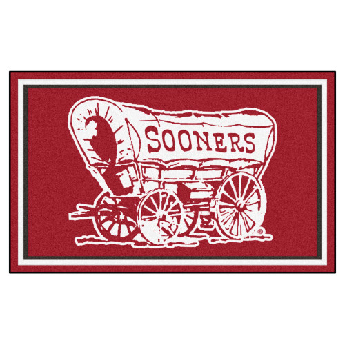 3.6' x 5.9' Red and White NCAA University of Oklahoma Sooners Ultra Plush Rectangular Area Rug