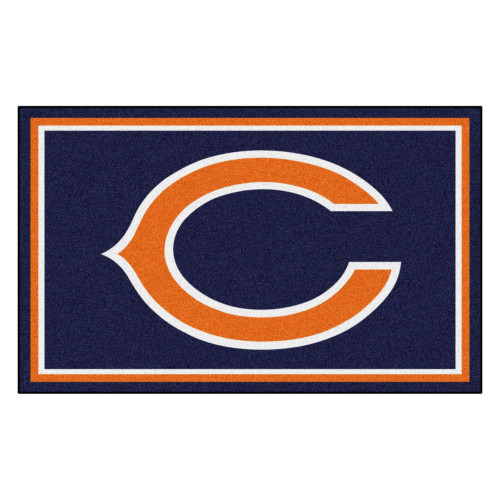 3.6' x 5.9' Blue and Orange NFL Chicago Bears Ultra Plush Rectangular Area Rug