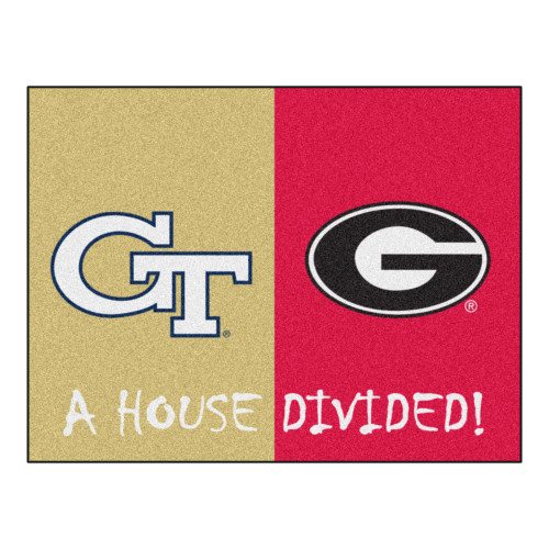 33.75" x 42.5" Beige and Pink NCAA House Divided Georgia Rectangular Mat
