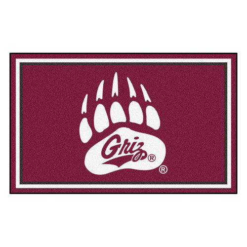 3.6' x 5.9' Purple and White Contemporary NCAA University of Montana Grizzlies Rectangular Area Rug