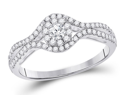 1/2 Carat (ctw G-H, I1-I2) Halo Diamond Engagement Ring in 14K White Gold