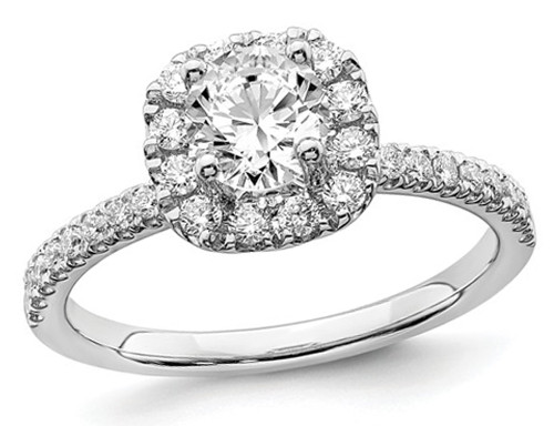 1.00 Carat (ctw G-H-I, SI1-SI2) Lab Grown Diamond Engagement Halo Ring in 14K White Gold - 08QGG6633100LDW-6