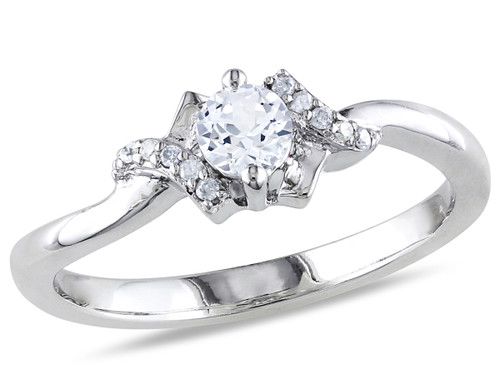Created White Sapphire 1/3 Carat (ctw) Promise Ring with Diamonds in Sterling Silver - 68DLG1000988CWS-5