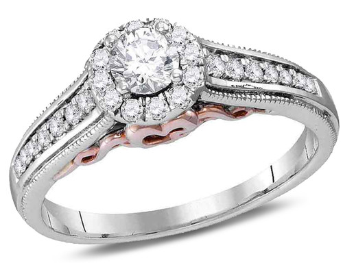 Halo Diamond Engagement Ring 1/2 Carat (ctw Color G-H Clarity I2) in 14K White Gold