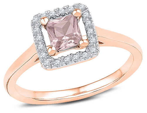 1/4 Carat (ctw) Lab Created Morganite Ring in 10K Rose Gold with Accent Diamonds - 08GDG103760MOR-8