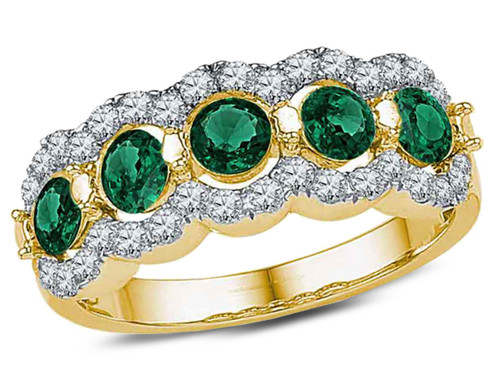 1.50 Carat (ctw) Lab Created Emerald Ring in 10K Yelllow Gold with Diamonds 1/2 Carat (ctw) - 08GDG103768CEM-6
