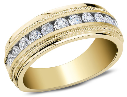Mens Diamond Wedding Band Ring 1.0 Carat (ctw) in 10K Yellow Gold - 08GDG4119100-10