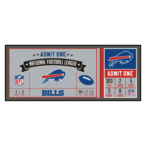 30" x 72" Gray and Blue NFL Buffalo Bills Ticket Mat Area Rug Runner