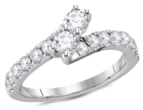 Two Stone Diamond Engagement Ring 1/2 Carat (ctw Color G-H Clarity I1-I2) in 14K White Gold