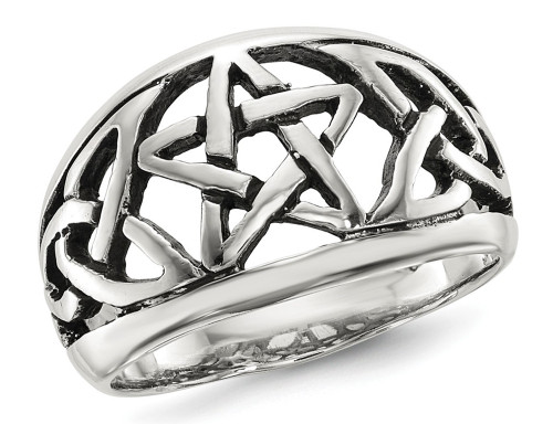 Ladies Oxidized Star Ring in Sterling Silver