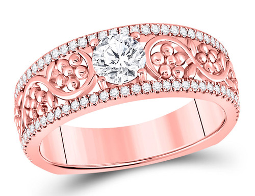 3/4 Carat (ctw G-H, SI3-I1) Solitaire Diamond Engagement Flower Ring in 14K Rose Pink Gold - 08GDG12818575R-7