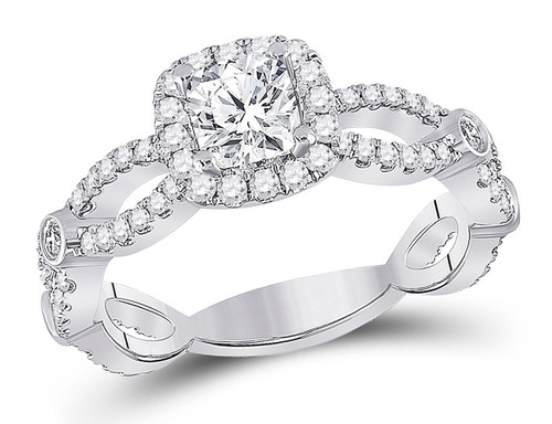 1.29 Carat (ctw G-H, I1-I2) Cushion-Cut Diamond Engagement Ring in 14K White Gold - 08GDG154223W-6