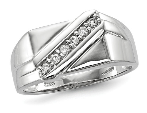Mens Synthetic Cubic Zirconia (CZ) Band Ring in Sterling Silver - 68QGG4439CZW-9
