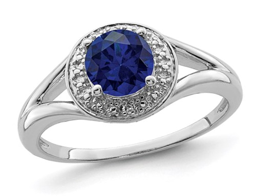 Lab Created Blue Sapphire Ring 2/3 Carat (ctw) in Sterling Silver - 68QGG0011CSA-6