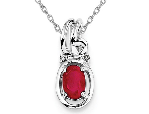Natural Red Ruby 2/3 Carat (ctw) Drop Pendant Necklace in Sterling Silver with Chain