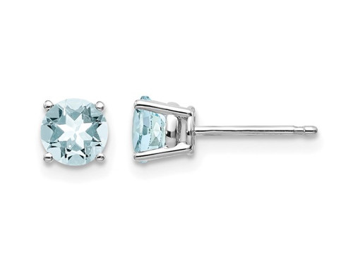 4/5 carat (ctw) Solitaire Light Aquamarine Earrings in 14K White Gold