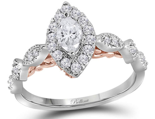 7/10 Carat (ctw G-H, SI2) Diamond Marquise Engagement Ring in 14K White Gold - 08GDG11843370W-7