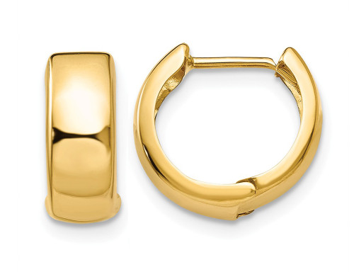 14K Yellow Gold Hinged Huggie Hoop Earrings