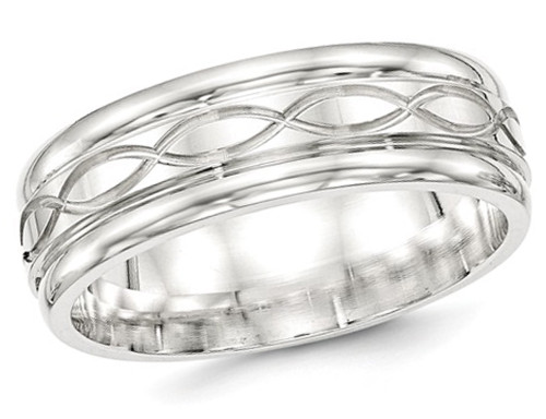 Mens Sterling Silver 7mm Polished Infinity Band Ring - 68QGG0132-7