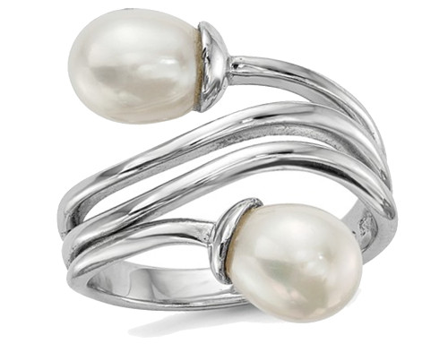 Freshwater Cultured 6-7mm Whte Rice Pearl Ring in Sterling Silver
