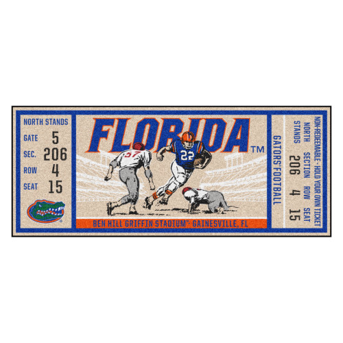 30" x 72" Blue NCAA University of Florida Gators Ticket Non-Skid Mat Area Rug Runner