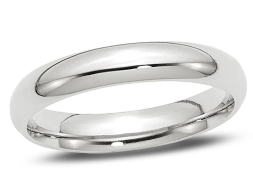 Ladies or Mens 14K White Gold 4mm Comfort Fit Wedding Band Ring - 08QGG6040GFW-10