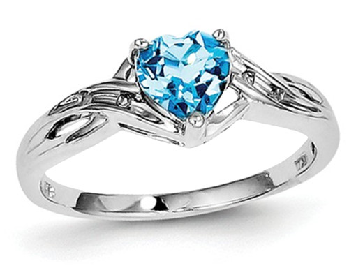 2/3 Carat (ctw) Natural Swiss Blue Topaz Heart Ring in Sterling Silver - 68QGG4624BT-7