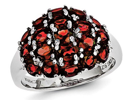 3.90 Carat (ctw) Red Garnet Cluster Ring in Sterling Silver