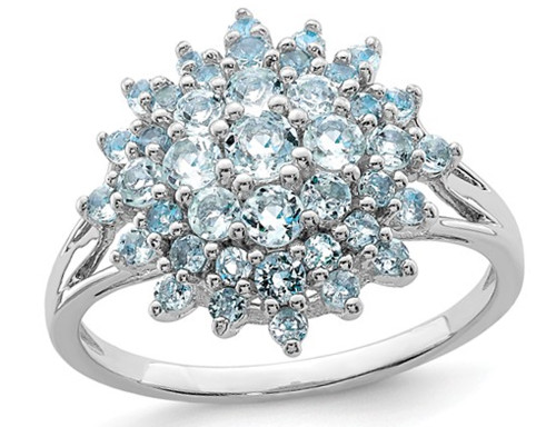 Aquamarine Cluster Ring 3/4 Carat (ctw) in Sterling Silver - 68QGG4529AQ-7