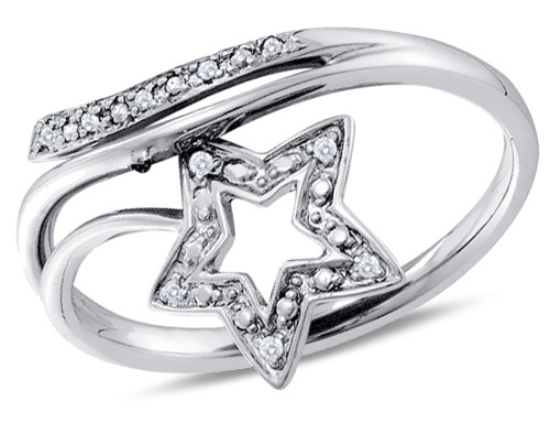 Fashion Star Ring in 10K White Gold with Accent Diamonds - 08GDG3086805W-6